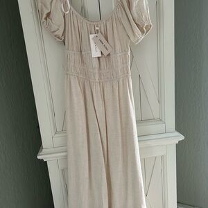 Cream Off-Shoulder Maxi Dress